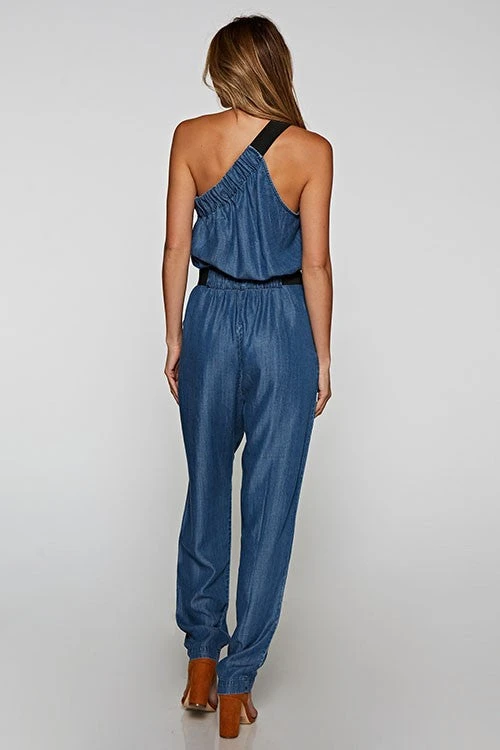 Denim One-Shoulder Jumpsuit 2 Denim One-Shoulder Jumpsuit - Image 2
