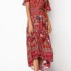 Bohemian Red Floral Maxi Dress