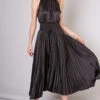 Sexy Black Pleated Halter Dress