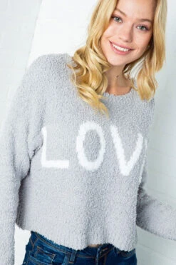 Furry Knit "Love" Pullover Sweater