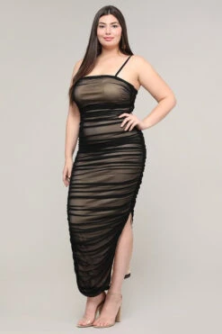 Black Mesh Layer Maxi - Curvy Divas