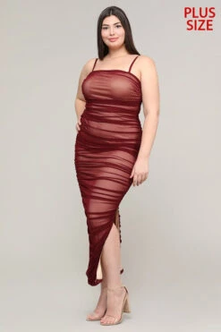 Plum Mesh Layer Maxi - Curvy Divas