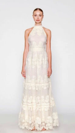 Ivory LayeredFloral Maxi Dress