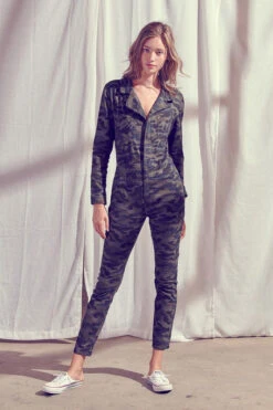 Camo Collared Jumpsuit