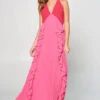 Berry & Pink Halter Maxi Dress