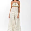 Bohemian Crocheted Halter Maxi Dress