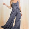 SpagettiStrap Wide Leg Ruffle Jumpsuit
