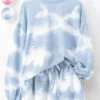 Blue Cloud Tie-Dye Shorts Set