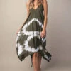 Charcoal Tie-Dye Scarf Dress