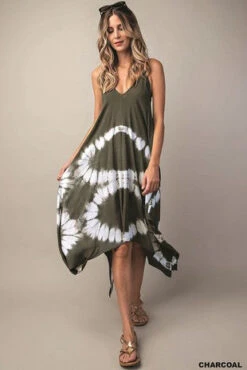Charcoal Tie-Dye Scarf Dress