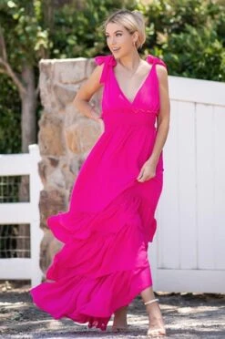 Ruffle Magenta Maxi Dress