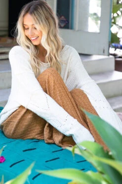 Cream Colored Long Sleeve Knit Pull-over