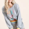 "I NEED COFFEE" Rainbow Rimmed Loungewear Set