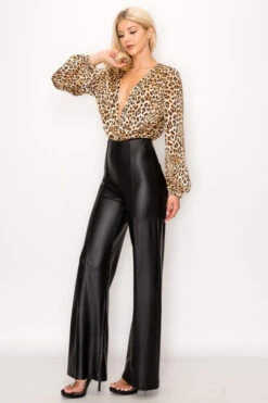 Vegan Leather Hippie Flared Black Pants