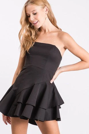 Black Mini Dress With Layered Bottom 3 Black Mini Dress With Layered Bottom - Image 3