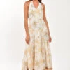Palm Tree Embroidered Maxi Dress