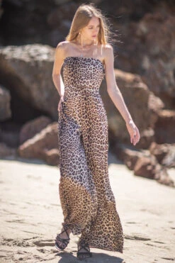 Strapless Leopard Jumpsuit