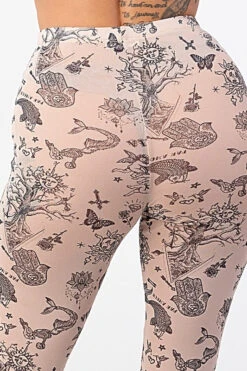 Multi Tattoo Printed Mesh Flared Hippie Pants -Hippie Vibe Tribe Shop 13011812 2dad8935 57be 481e a3ac 5e7b8d30d596