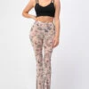 Multi Tattoo Printed Mesh Flared Hippie Pants