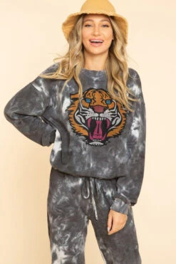 Tiger Print Tie-Dyed Sweatshirt
