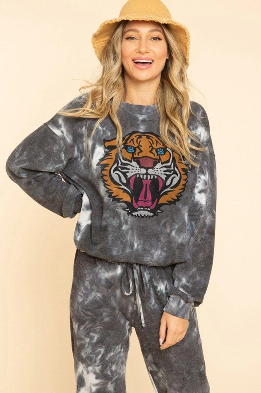 Tiger Print Tie-Dyed Sweatshirt 1 Tiger Print Tie-Dyed Sweatshirt
