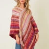 Red Fluffy Yarn Poncho