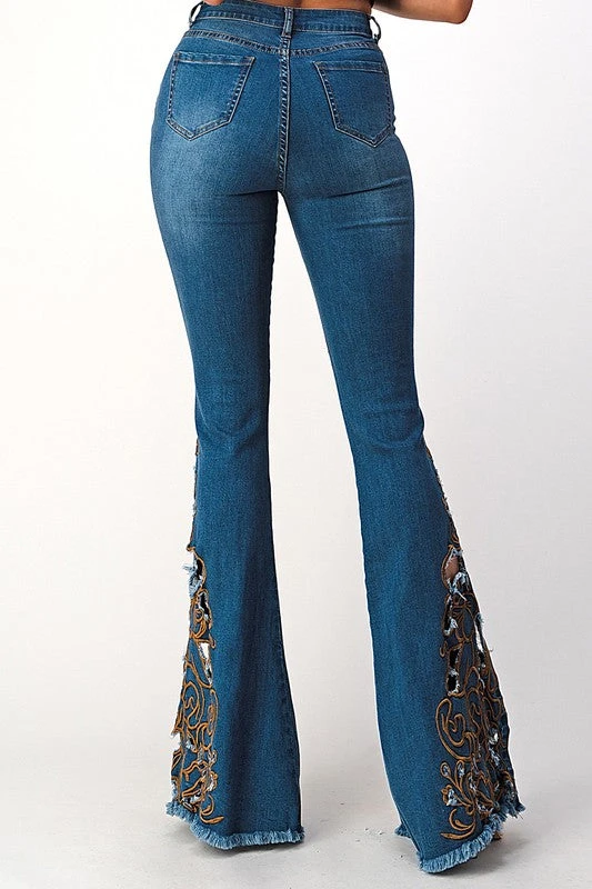 Flare Embroidered Denim Pants 6 Flare Embroidered Denim Pants - Image 6