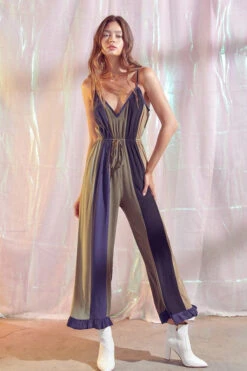 Bohemian Striped Ruffled Jumpsuit