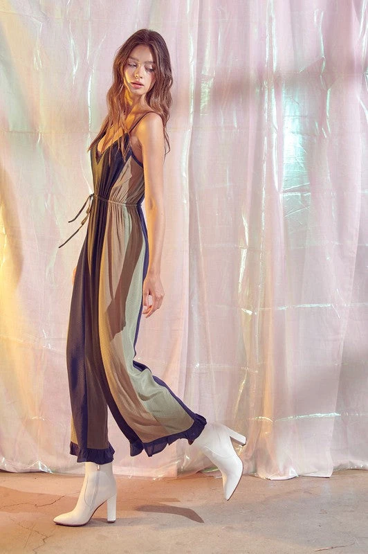 Bohemian Striped Ruffled Jumpsuit 3 Bohemian Striped Ruffled Jumpsuit - Image 3