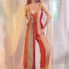 Bohemian Color Striped Ruffled Jumpsuit