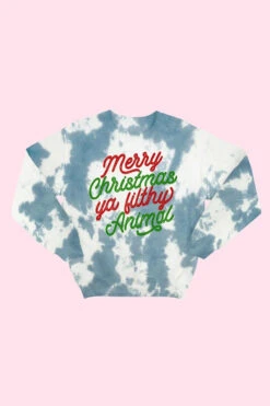 "Merry Christmas You Filthy Animal" Tie-Dye Sweatshirt