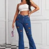 Butterfly Patched Flare Jeans