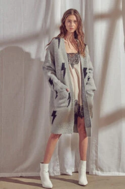 Lightning Bolt Design Cardigan