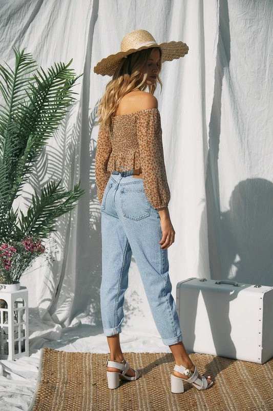 Floral Print Off-Shoulder Crop Top 2 Floral Print Off-Shoulder Crop Top - Image 2