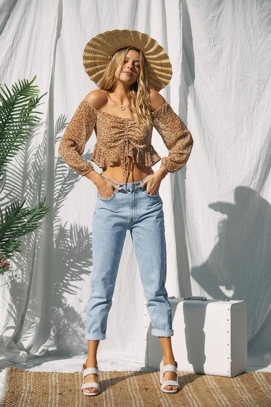 Floral Print Off-Shoulder Crop Top 4 Floral Print Off-Shoulder Crop Top - Image 4