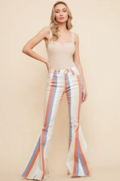 Striped Flare Hippie Jeans
