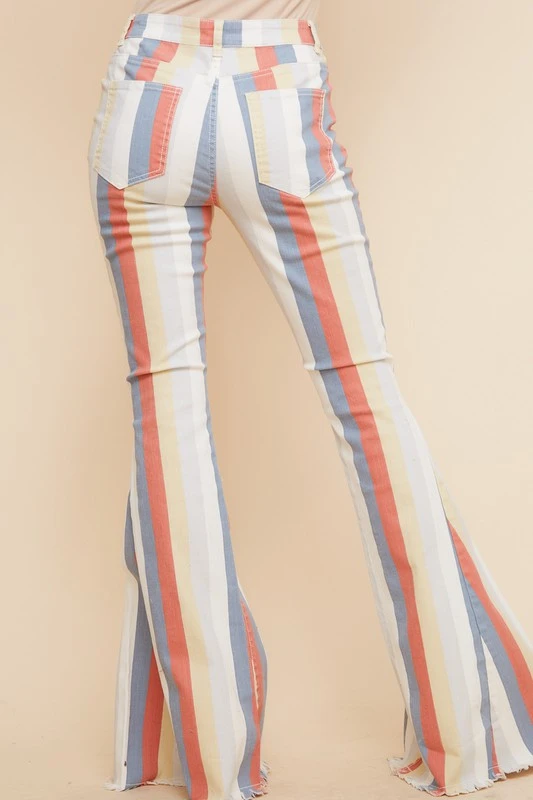 Striped Flare Hippie Jeans 2 Striped Flare Hippie Jeans - Image 2