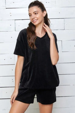 Black Velour Short & Top Set