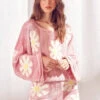 Pink Daisy Knit Sweater And Shorts Set