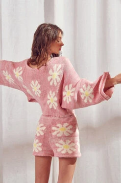 Pink Daisy Knit Sweater And Shorts Set -Hippie Vibe Tribe Shop 13527160 691f7715 eec6 4f07 b323 8880a2886d07