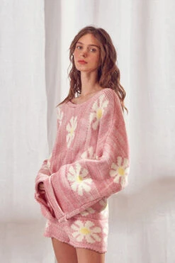 Pink Daisy Knit Sweater And Shorts Set -Hippie Vibe Tribe Shop 13527689 09c8de4e 0b78 45ee a8c0 d37aa0b7638e