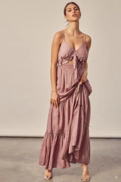 Dusty Mauve Diamond Maxi Dress
