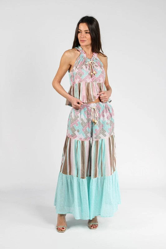 Lilac & Blue Halter & Palazzo Pant Set 5 Lilac & Blue Halter & Palazzo Pant Set - Image 5