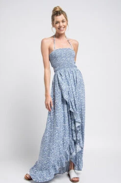 Blue Floral High Low