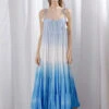 Blue Rainbow Tie-Dye Maxi Dress