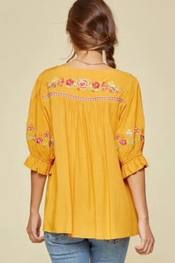 Marigold Embroidered Babydoll Top -Hippie Vibe Tribe Shop 14253018 6eb63679 216a 40d6 8d77 280f0b076602 1
