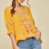 Marigold Embroidered Babydoll Top