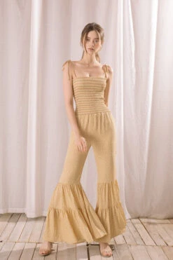 Hippie Yellow Wide Leg Floral Jumpsuit