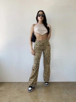 Retro Wavy Print Pants