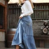 Denim Tiered Skirt